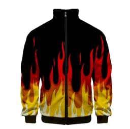 Coat 3D Print Cartoon Red and Yellow Flame Hoodie Men Women Long Sleeve Cosplay Costume Men Jacket Sweatshirts