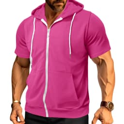 New 2026 Men's Casual Sweatshirts Short Sleeve Hoodies JacketS Solid Slim Zip Man SportS Tops Comfotable Outdoor Clothes for Men