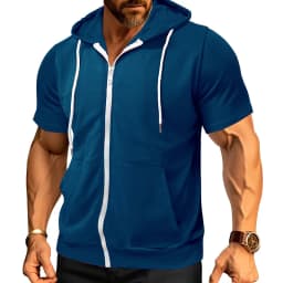 New 2026 Men's Casual Sweatshirts Short Sleeve Hoodies JacketS Solid Slim Zip Man SportS Tops Comfotable Outdoor Clothes for Men