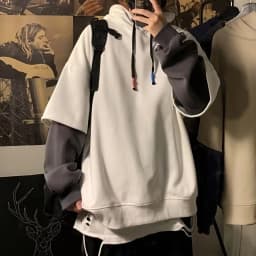 Loose Fit Hoodie Sweatshirt Men's Teenage American Retro Style Fleece Lined Wear Resistant Warm Casual Outerwear