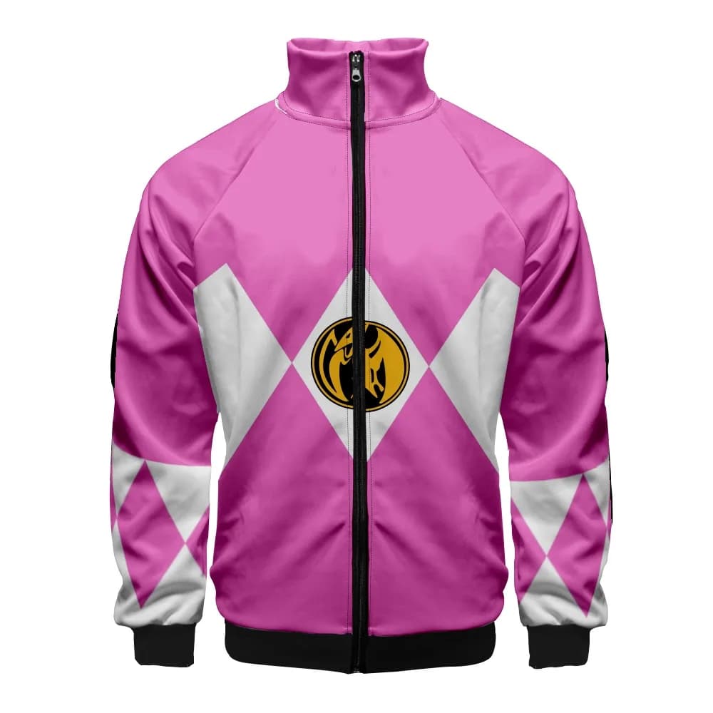 Coats Anime Mighty Morphin Cosplay Costume Hoodies 3D Printed Stand Collar Zipper Jacket Sportswear Sweatshirt