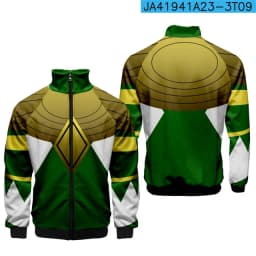 Coats Anime Mighty Morphin Cosplay Costume Hoodies 3D Printed Stand Collar Zipper Jacket Sportswear Sweatshirt