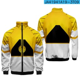 Coats Anime Mighty Morphin Cosplay Costume Hoodies 3D Printed Stand Collar Zipper Jacket Sportswear Sweatshirt