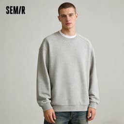 Semir Versatile Hoodie Men Spring Solid O Neck Long Sleeve Soft Comfortable Casual Basic Layer Daily Top