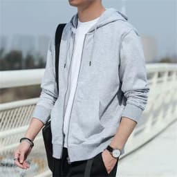 Men's Loose Fit Zipper Hoodie Sweatshirt Spring Autumn Casual Wear Resistant Durable Fashionable Hooded Jacket