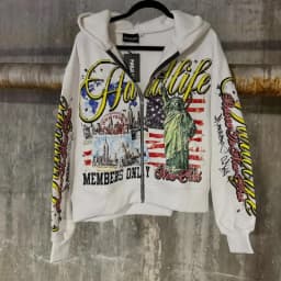 Retro letter printing zipper sweatshirt jacket casual men and women fashion personality design hoodie Y2K hip-hop streetwear
