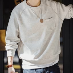 Maden Vintage Heavyweight Round Neck Fleece-lined Hoodie Casual Sporty Thickened Warm Top for Men's Fall and Winter Sweatshirt
