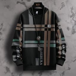 Loose Fit Long Sleeve round Neck Sweatshirt Men's Heavyweight Basic T-Shirt Youth Casual Style Spring Autumn Season Fashion