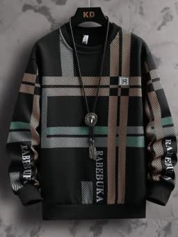 Loose Fit Long Sleeve round Neck Sweatshirt Men's Heavyweight Basic T-Shirt Youth Casual Style Spring Autumn Season Fashion