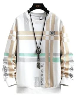 Loose Fit Long Sleeve round Neck Sweatshirt Men's Heavyweight Basic T-Shirt Youth Casual Style Spring Autumn Season Fashion