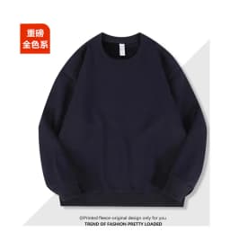 2026 Burgundy 500g Heavyweight Fleece-Lined Crew Neck Sweatshirt Unisex Autumn Winter Base Shirt Pullover Loose Top