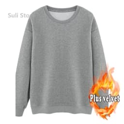 2026 Burgundy 500g Heavyweight Fleece-Lined Crew Neck Sweatshirt Unisex Autumn Winter Base Shirt Pullover Loose Top