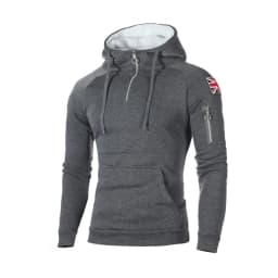 Men Hoodies Sweatshirts Fashion Zipper Long Sleeve Hooded Hoodie Mens Casual Hoody Outwear Hip Hop Streetwear Solid Hoodie Men