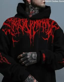 Autumn/Winter Men's Fleece Hoodie Evil Blood Super Size Casual Hoodie Street Hip-hop Personality Printed SportsHoodie Sweatshirt