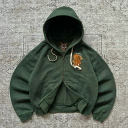 Y2k Tiger Embroidered Hoodie Retro Double Zipper Men Sweatshirt Harajuku Aesthetic Streetwear Unisex French Terry Casual Coat
