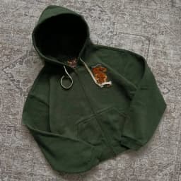 Y2k Tiger Embroidered Hoodie Retro Double Zipper Men Sweatshirt Harajuku Aesthetic Streetwear Unisex French Terry Casual Coat