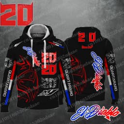 New 2025Motorcycle Race No. 20 Driver Fabio Quartararo Creative Hoodie for Extreme Sports Track Enthusiasts Fans Hoodie