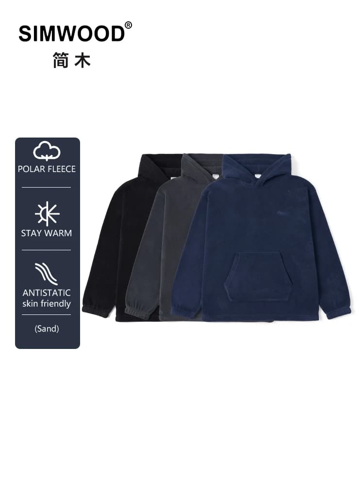 SIMWOOD 2026 Autumn Winter New Oversize Comfortable Polar Fleece Hoodies Men Warm Logo Embroidery High Quality Sweatshirts
