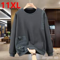 Extra-large spring autumn hoodie for men looseness round neck large size casual style patchwork design base shirt for overweight