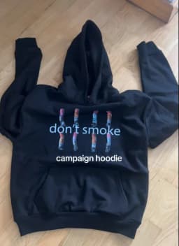 Mens Black Hoodie with Dont Smoke Print Cigarette Graphic Personality Expression Loose Fit Casual Streetwear for Daily Wear
