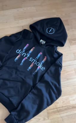 Mens Black Hoodie with Dont Smoke Print Cigarette Graphic Personality Expression Loose Fit Casual Streetwear for Daily Wear