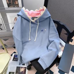 Korean Hip Hop Hoody Chic Shark Hooded Sweatshirt Men Women in Spring Autumn Cute Sweet Girly Solid Color Fashion Jacket Preppy