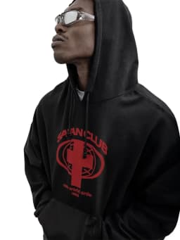 Men's Sweatshirts Satan Club Graphic Hoodies Oversized Winter Harajuku Long Sleeve Tops Korean Fashion Y2k Streetwear Clothing
