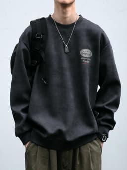 2025 Spring Mens Loose Fit Round Neck Hoodie Big Size Oversized Streetwear Hip Hop Retro American Casual Pullover Trendy Print