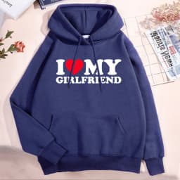 I Love My Girlfriend Printing Hoody Men Women Autumn Loose Sweatshirt Autumn Crewneck Clothes Loose Pocket Coat Hoody Couple