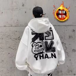 Heavyweight Hoodie Men's New Spring Autumn American High Street Gray Youth Boys Clothes Jacket Men's Fashion Loose Fit Fleece...