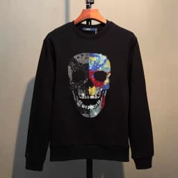Street Hip-Hop Oversized Hoodie Cartoon Iron Drill Graphic Sportswear Men's and Women's Hip Hop Sweatshirt Men's Fashion Retro C