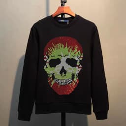Street Hip-Hop Oversized Hoodie Cartoon Iron Drill Graphic Sportswear Men's and Women's Hip Hop Sweatshirt Men's Fashion Retro C