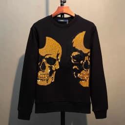 Street Hip-Hop Oversized Hoodie Cartoon Iron Drill Graphic Sportswear Men's and Women's Hip Hop Sweatshirt Men's Fashion Retro C