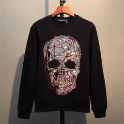 Street Hip-Hop Oversized Hoodie Cartoon Iron Drill Graphic Sportswear Men's and Women's Hip Hop Sweatshirt Men's Fashion Retro C