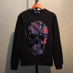 Street Hip-Hop Oversized Hoodie Cartoon Iron Drill Graphic Sportswear Men's and Women's Hip Hop Sweatshirt Men's Fashion Retro C
