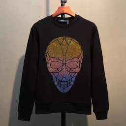 Street Hip-Hop Oversized Hoodie Cartoon Iron Drill Graphic Sportswear Men's and Women's Hip Hop Sweatshirt Men's Fashion Retro C
