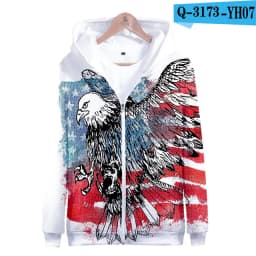 Coats Streetwear Fashion Casual Long Sleeve Hoody American Flag 3d Harajuku Unisex JERSEY Sweatshirt Men Sweatshirt Zip Hoodies