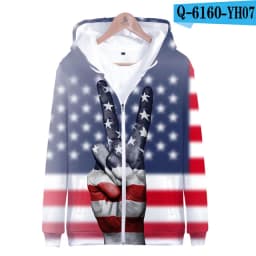 Coats Streetwear Fashion Casual Long Sleeve Hoody American Flag 3d Harajuku Unisex JERSEY Sweatshirt Men Sweatshirt Zip Hoodies