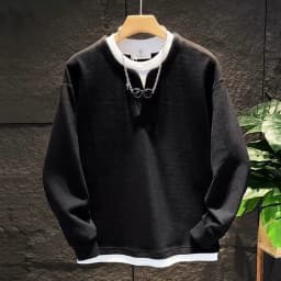 Male Sweatshirt No Logo Overfit Y2k Vintage Loose Clothing Deals Welcome Deal Cheap Luxury Cotton Men's Pullover Fake Two Piece