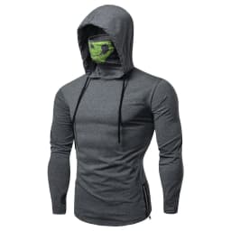 Ninja Skull Mask Long Sleeved Men Hoodie Spring Summer Open-forked Slim Sports Men's T Shirts Gym Riding Mens Hooded Sweatshirts