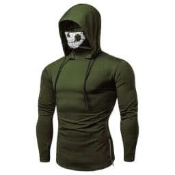 Ninja Skull Mask Long Sleeved Men Hoodie Spring Summer Open-forked Slim Sports Men's T Shirts Gym Riding Mens Hooded Sweatshirts