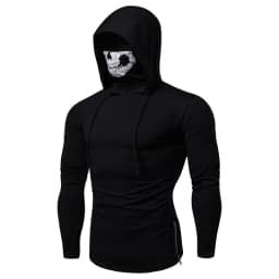 Ninja Skull Mask Long Sleeved Men Hoodie Spring Summer Open-forked Slim Sports Men's T Shirts Gym Riding Mens Hooded Sweatshirts