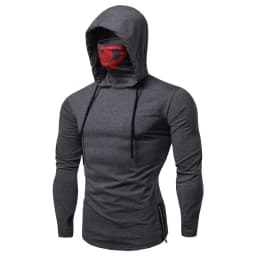 Ninja Skull Mask Long Sleeved Men Hoodie Spring Summer Open-forked Slim Sports Men's T Shirts Gym Riding Mens Hooded Sweatshirts