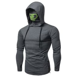 Ninja Skull Mask Long Sleeved Men Hoodie Spring Summer Open-forked Slim Sports Men's T Shirts Gym Riding Mens Hooded Sweatshirts