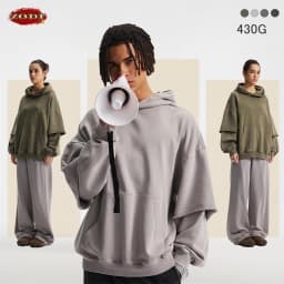 ZODF New Autumn Men's Washed Heavy Weight Cotton Hoodies Unisex Retro Fake 2 Peice 430gsm Loose Edge Hooded Pullovers HY1082