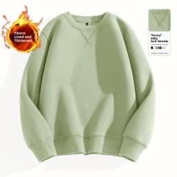 Afashion Heavyweight Color Hoodless Sweatshirt Men's Inverted round Neck Loose plus Size Long Sleeve Overhead Base Shirt