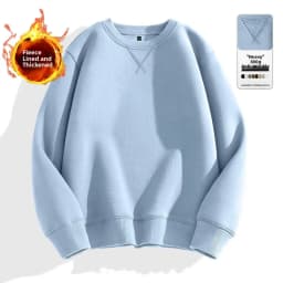 Afashion Heavyweight Color Hoodless Sweatshirt Men's Inverted round Neck Loose plus Size Long Sleeve Overhead Base Shirt