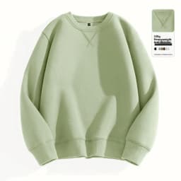 Afashion Heavyweight Color Hoodless Sweatshirt Men's Inverted round Neck Loose plus Size Long Sleeve Overhead Base Shirt