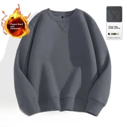 Afashion Unisex Basic Color round Neck Sweatshirt Spring Autumn Casual Outerwear Cotton Polyester Comfortable Loose Fit Jacket