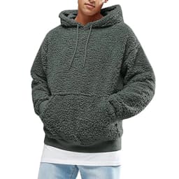 2025 Autumn Winter Men's Tops Plush Hooded Sweater Fashion Solid Warm Hoodies Y2K Streetwear in Hooded Sweatshirts Mens Clothes